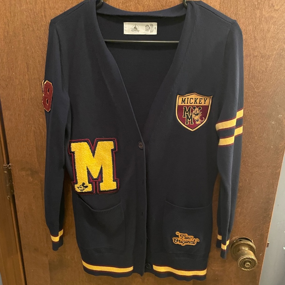 Disney‎ Parks Mickey Mouse Navy Letterman’s sweater True Original